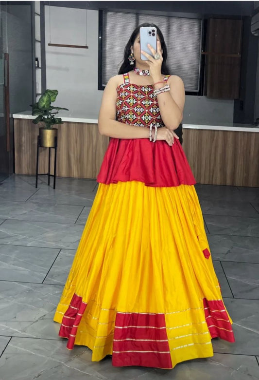 Cotton Gotta Patti Work With Heavy Kacchi Blouse Navratri Ethnic Chaniya Choli