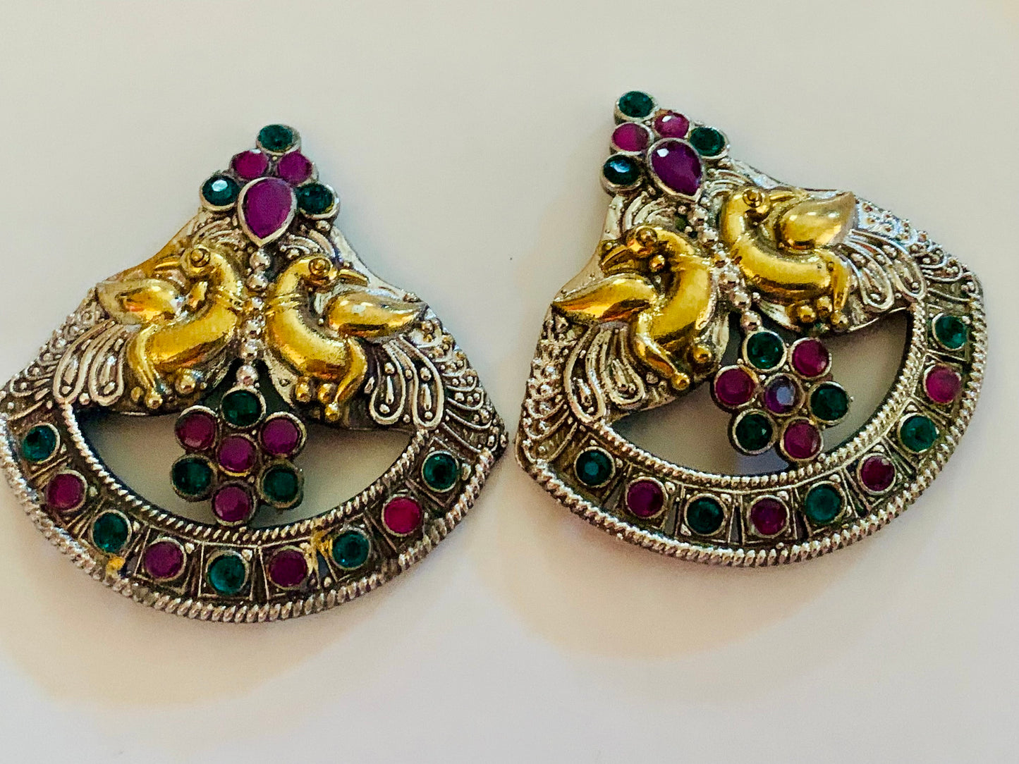 Dual tone purple-green earrings