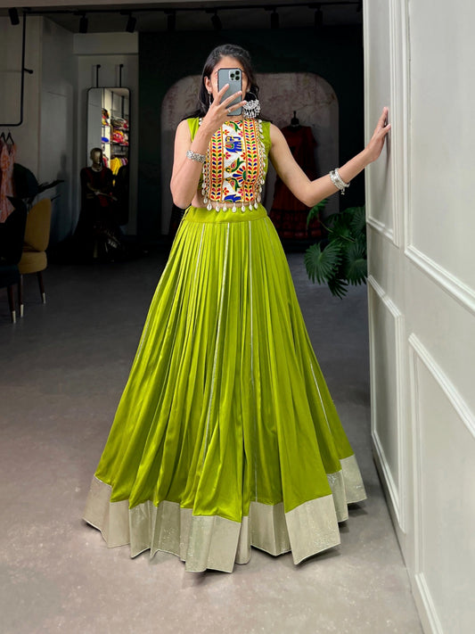 Traditional Green Gown Type Chaniya Choli