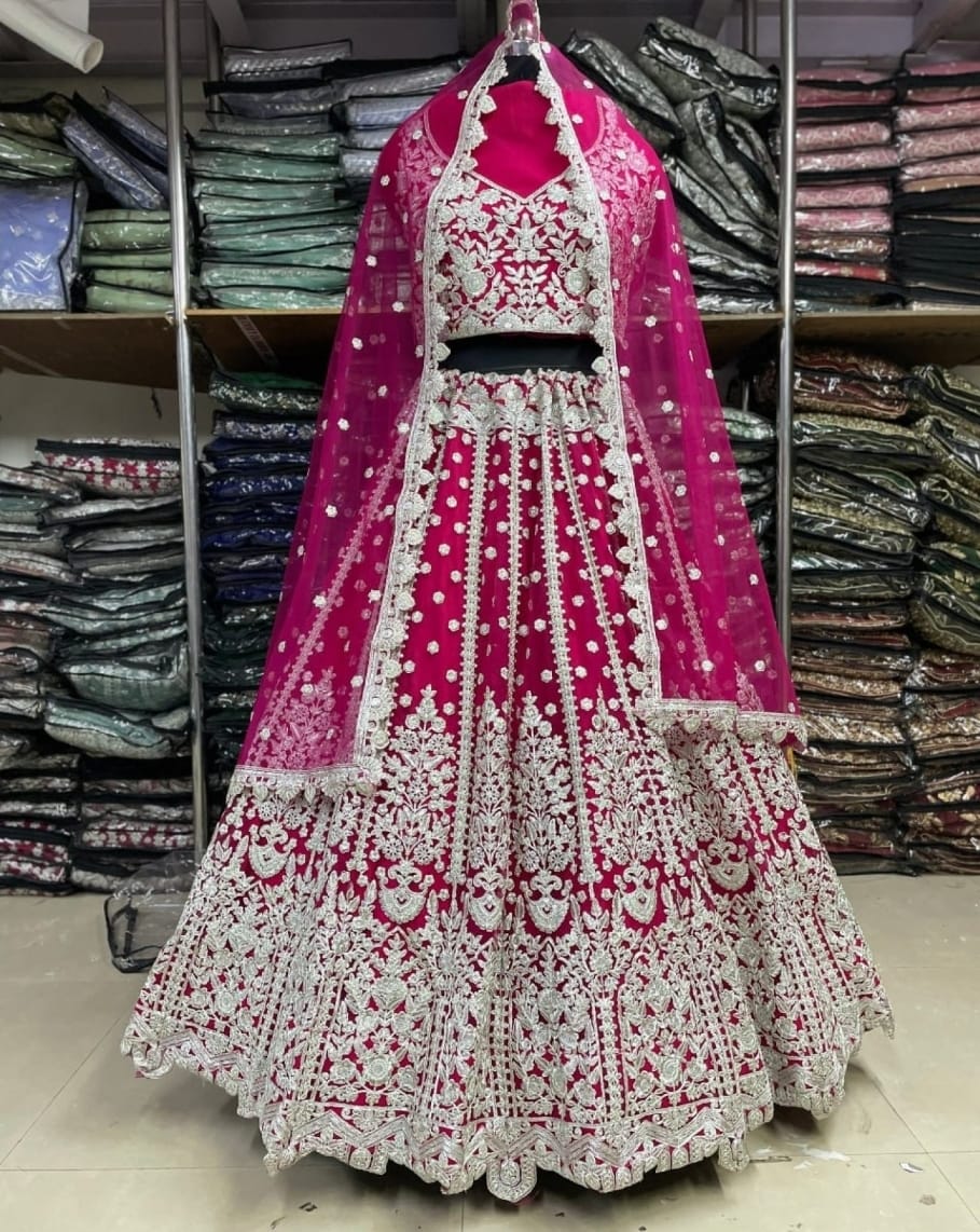 Heavy Butterfly Net Bridal Lehengas